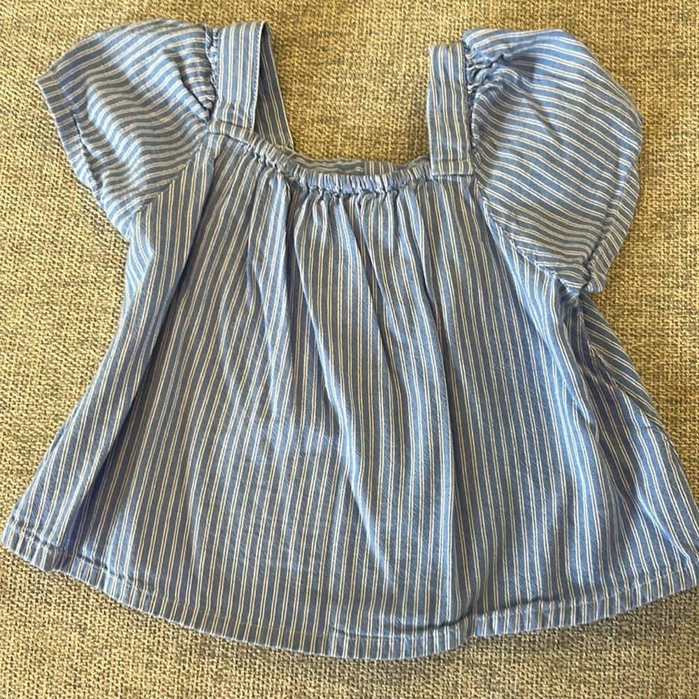 Old Navy 3T short sleeve light blue and white top